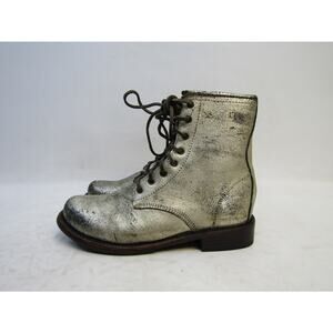 Freebird By Steven Womens Sz 10 Black Gold Leather Lace Up Ankle Boots Bootie